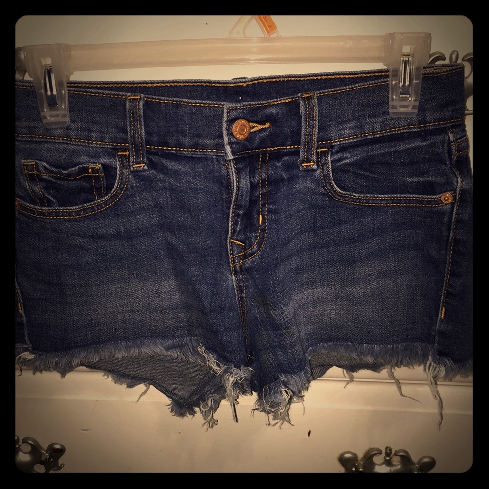 blue jean shorts.